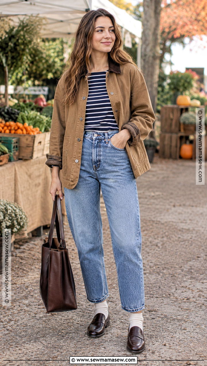 Striped Bodysuit With Barrel Jeans - 15 Body Suit Outfits Fall Casual