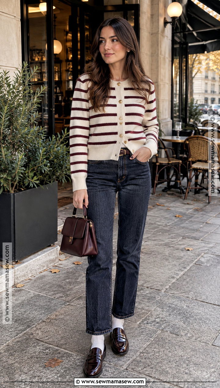 Striped Cardigan With Dark Wash Jeans - 15 Fall Cardigans for Women