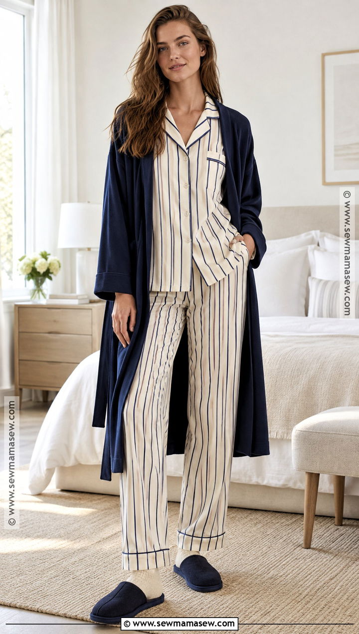 Striped Cotton Poplin Pajama Set - 20 autumn pajamas