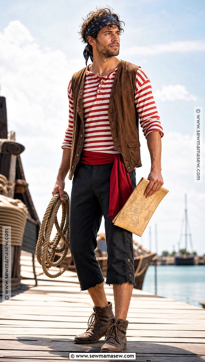 Striped Deckhand Pirate Costume - 35 pirate costumes