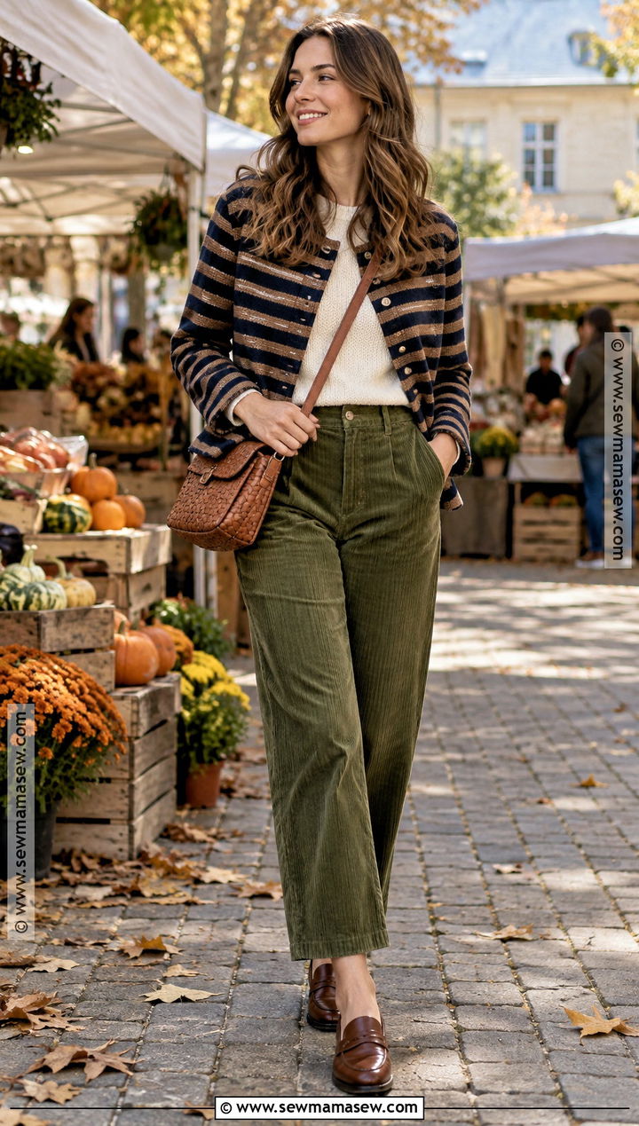 Striped Jacket With Corduroy Pants - 15 autumn striped jacket ideas