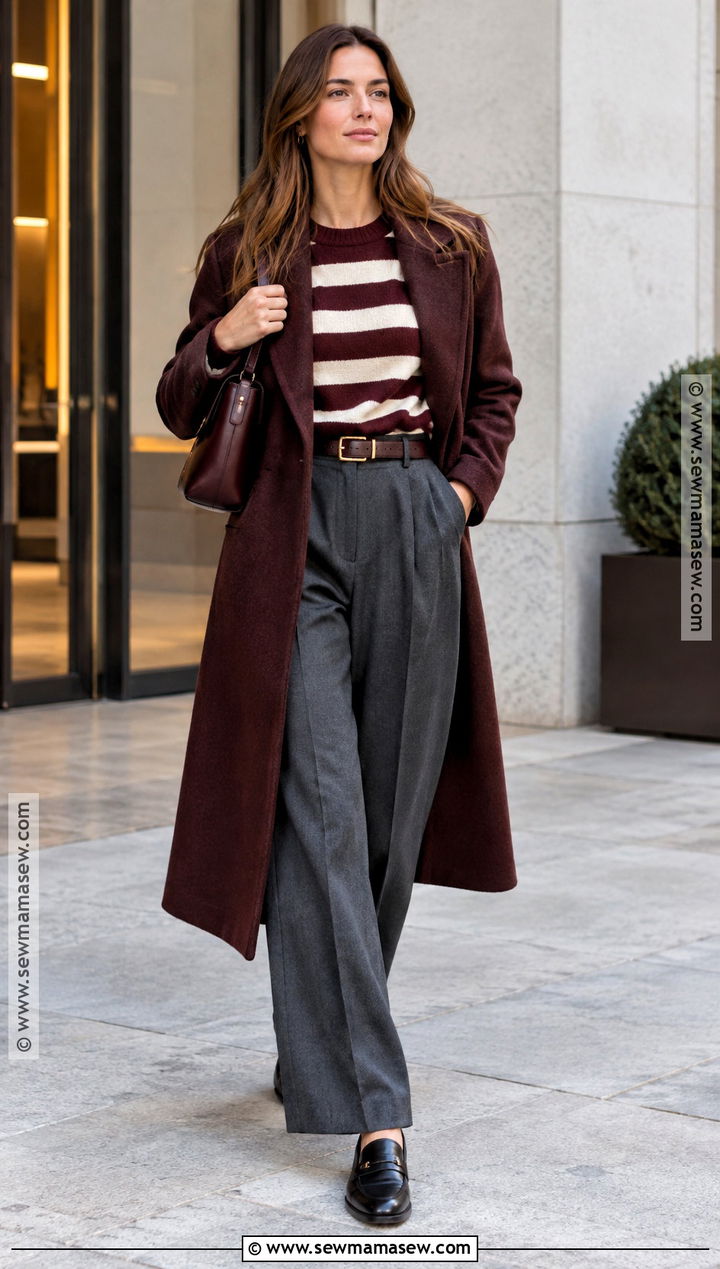 Striped Knitwear With Wide Leg Trousers - 15 autumn striped knitwear ideas