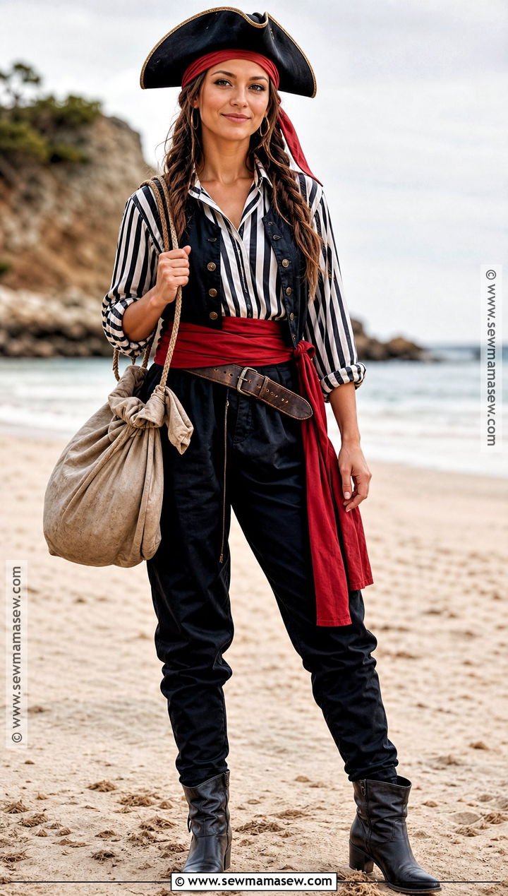 Striped Pirate Costume - 50 pirate costume ideas for women