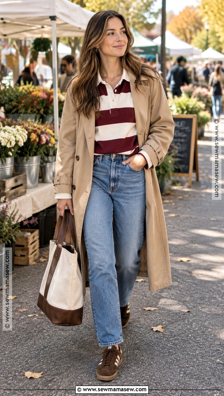 Striped Rugby Shirt And Denim Outfit - 15 Autumn Fashion Patterns Ideas