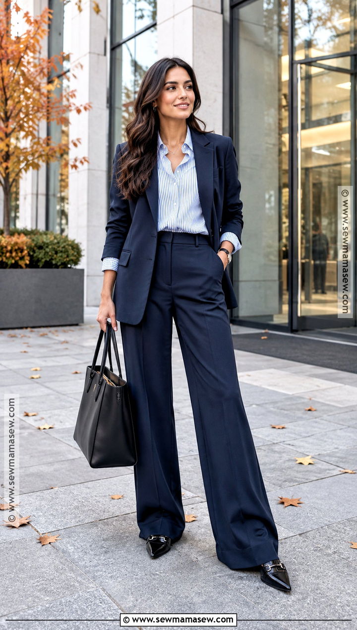 Striped Shirt With Matching Blazer And Trousers - 15 autumn striped shirt ideas