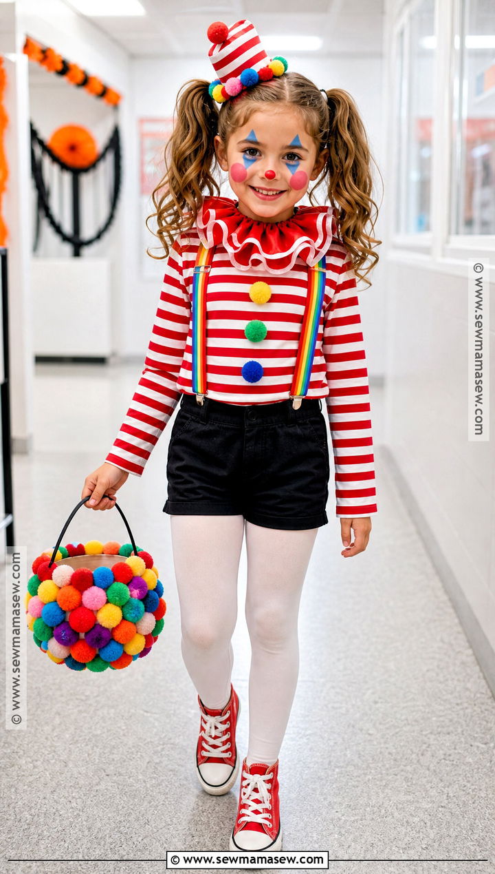 Striped Suspender Girl Clown Costume - 30 girl clown costume ideas