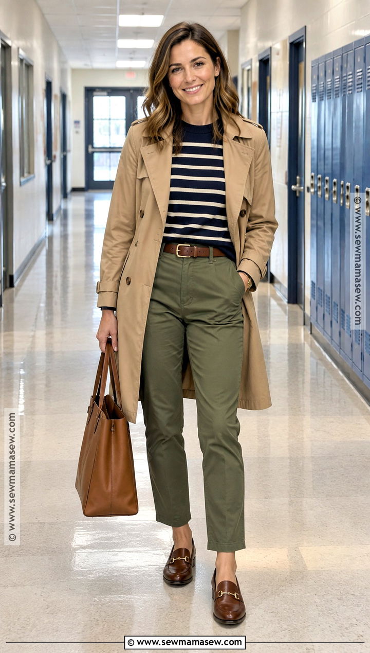 Striped Sweater And Chino Pants Fall Teacher Outfit - 15 fall 2026 outfits for teachers