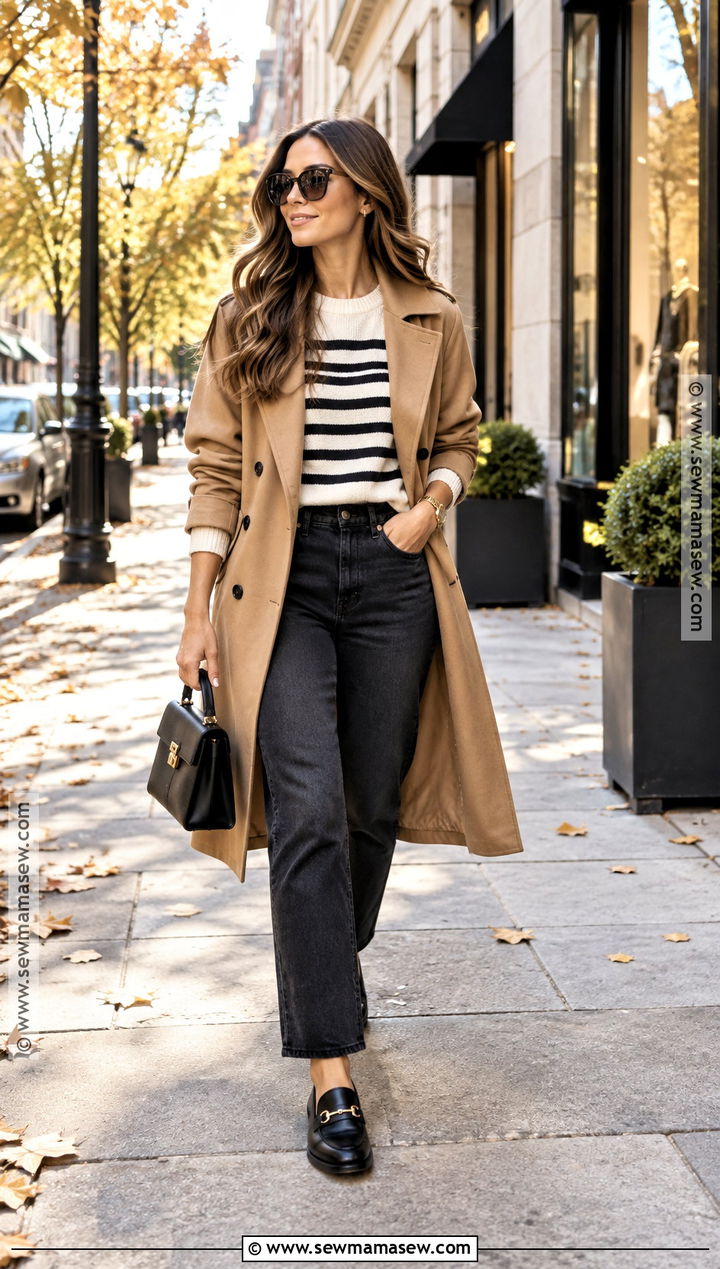 Striped Sweater And Straight Jeans Fall Date Night Outfit - 25 fall date night outfit casual ideas