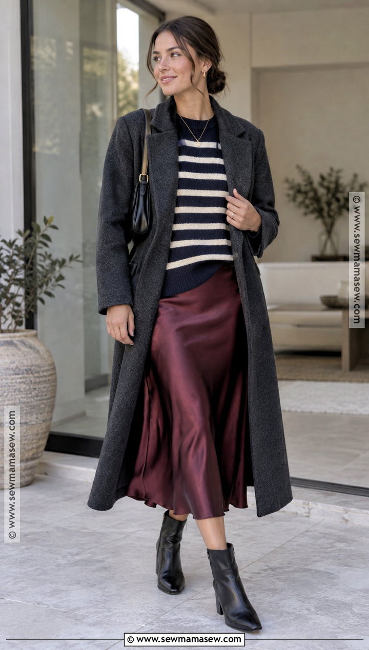 Striped Sweater With A Slip Dress - 15 fall striped sweater outfits