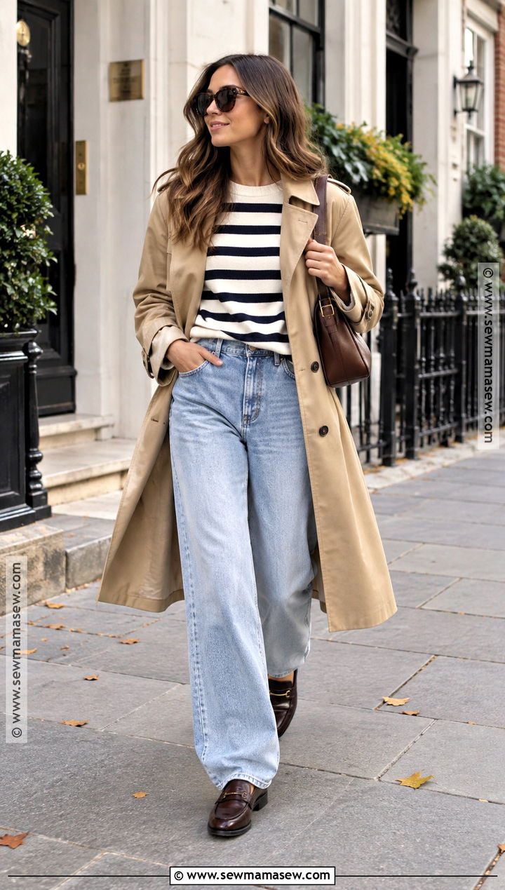 Striped Sweater With Baggy Jeans - 20 sweater outfits fall