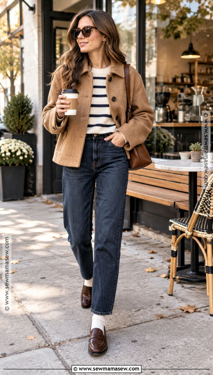 Striped Sweater With Dark Wash Jeans Outfit - 30 fall clothes