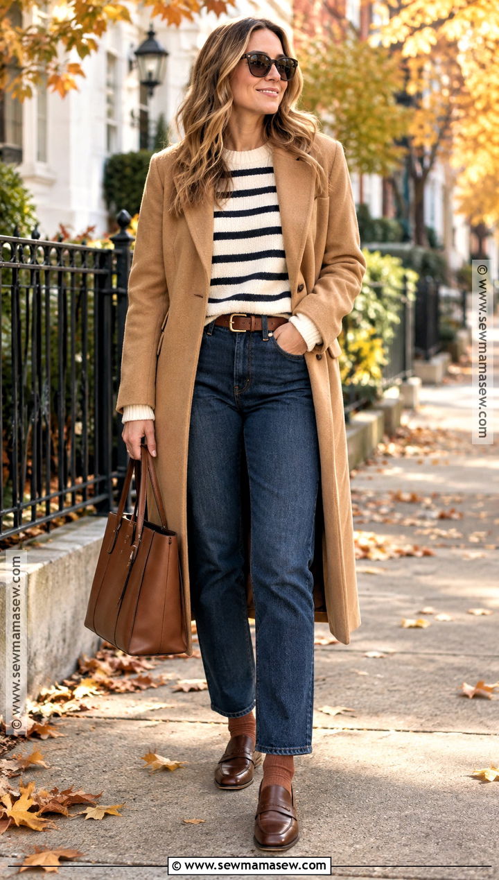 Striped Sweater With Dark Wash Jeans - 15 Fall Fashion 2026 Women 30S Ideas