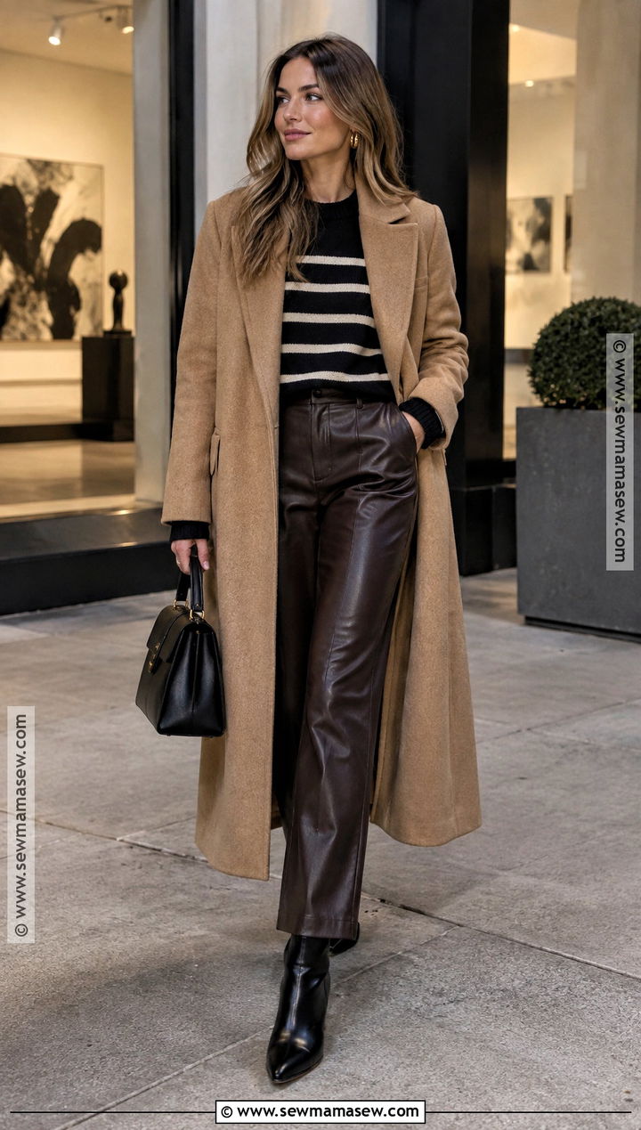 Striped Sweater With Leather Pants - 15 Fall Striped Sweater Ideas