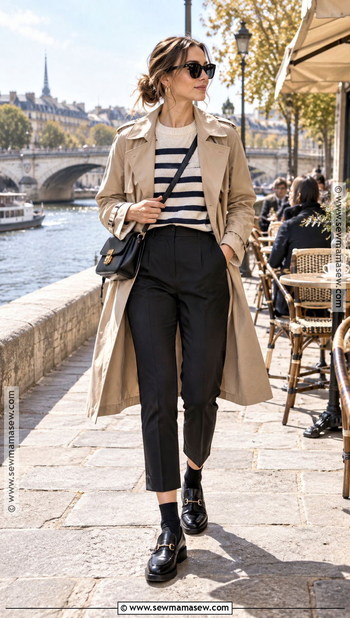 Striped Sweater and Cropped Trousers Fall Europe Outfit - 20 Fall Europe Trip Outfits