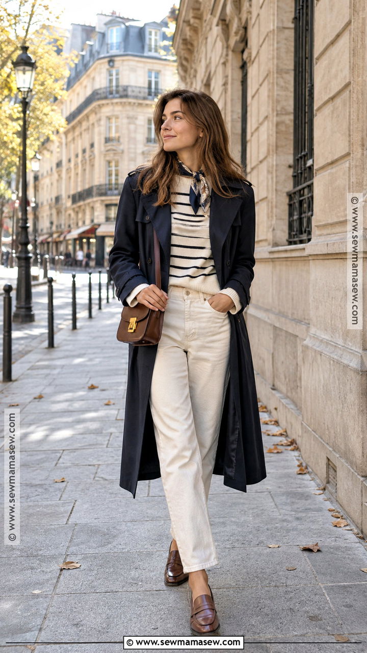 Striped Sweater and Ecru Jeans Europe October Outfit - 20 europe in october outfits