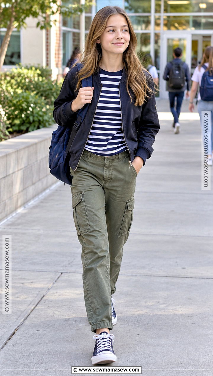 Striped Tee And Cargo Pants Back To School Outfit - 15 Back To School Outfits For 12-13