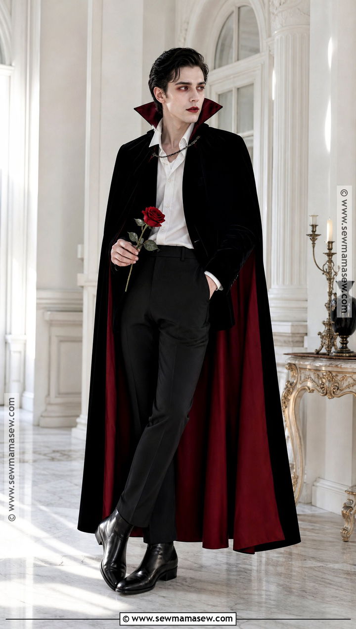 Stylish Vampire Costume With Red Cape - 35 quick halloween costumes last minute