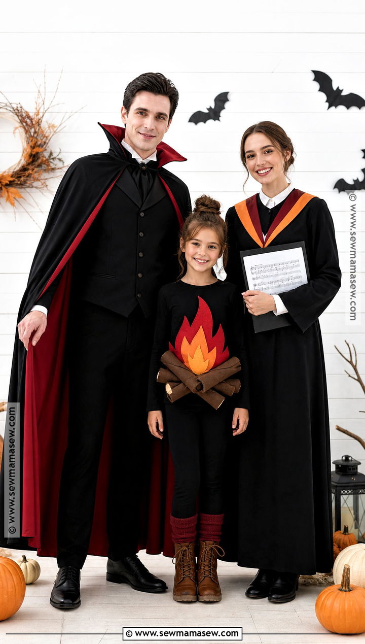 Stylish Vampire Cozy Campfire And School Choir Costume - 35 rhyme without reason costume 3 people ideas