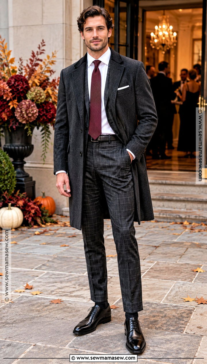 Subtle Plaid Suit Fall Cocktail Attire - 15 mens fall cocktail attire ideas