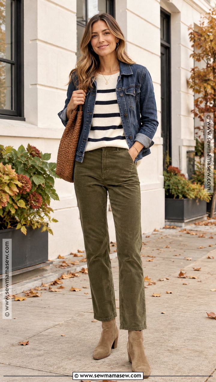 Suede Ankle Boots With Corduroy Pants Outfit - 20 cute shoes for fall