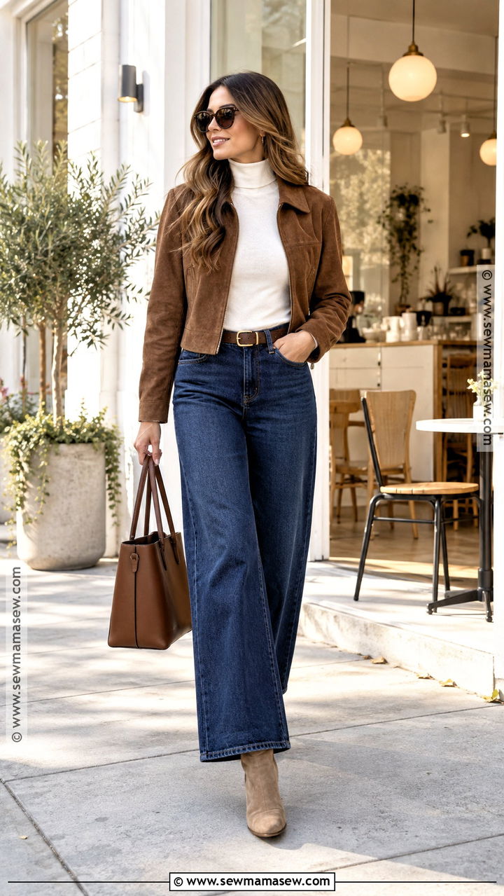 Suede Ankle Boots With Wide Leg Jeans - 20 fall fashion boots