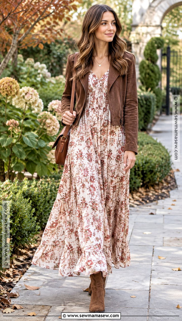 Suede Boots With A Boho Maxi Dress - 20 fall shoes for dresses