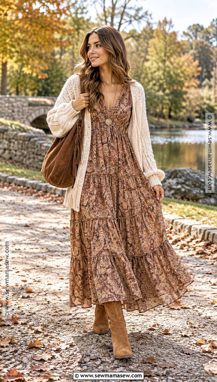 Suede Boots With Boho Dress - 20 fall shoes with dress