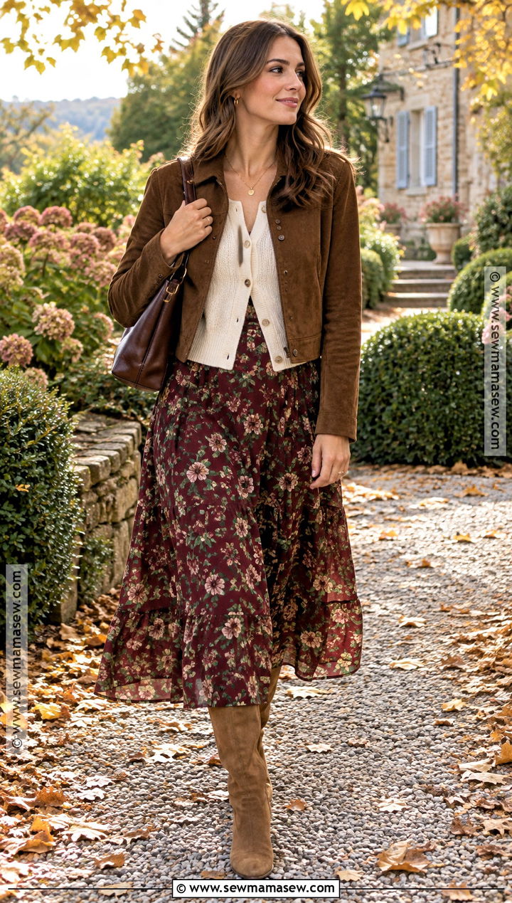 Suede Boots With a Floral Midi Dress - 25 autumn boots
