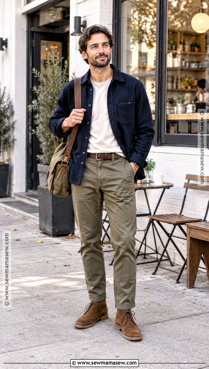 Suede Chukka Boots With Chinos and Overshirt - 15 fall shoes 2026 for men