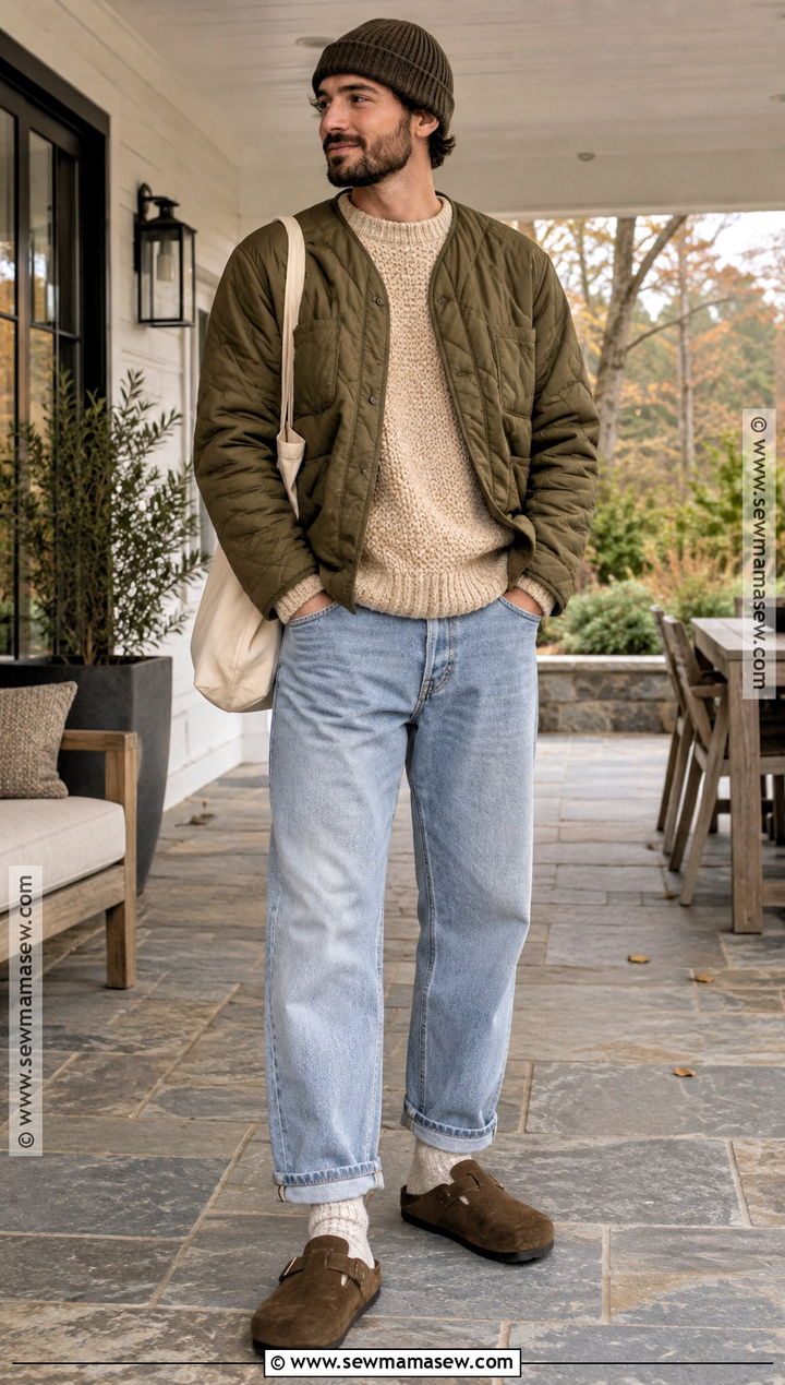 Suede Clogs With Relaxed Jeans And Wool Sweater - 20 fall shoes for men