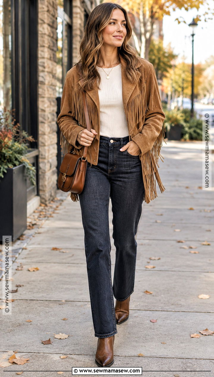 Suede Fringe Jacket Fall Outfit - 15 clothing trends 2026 fall