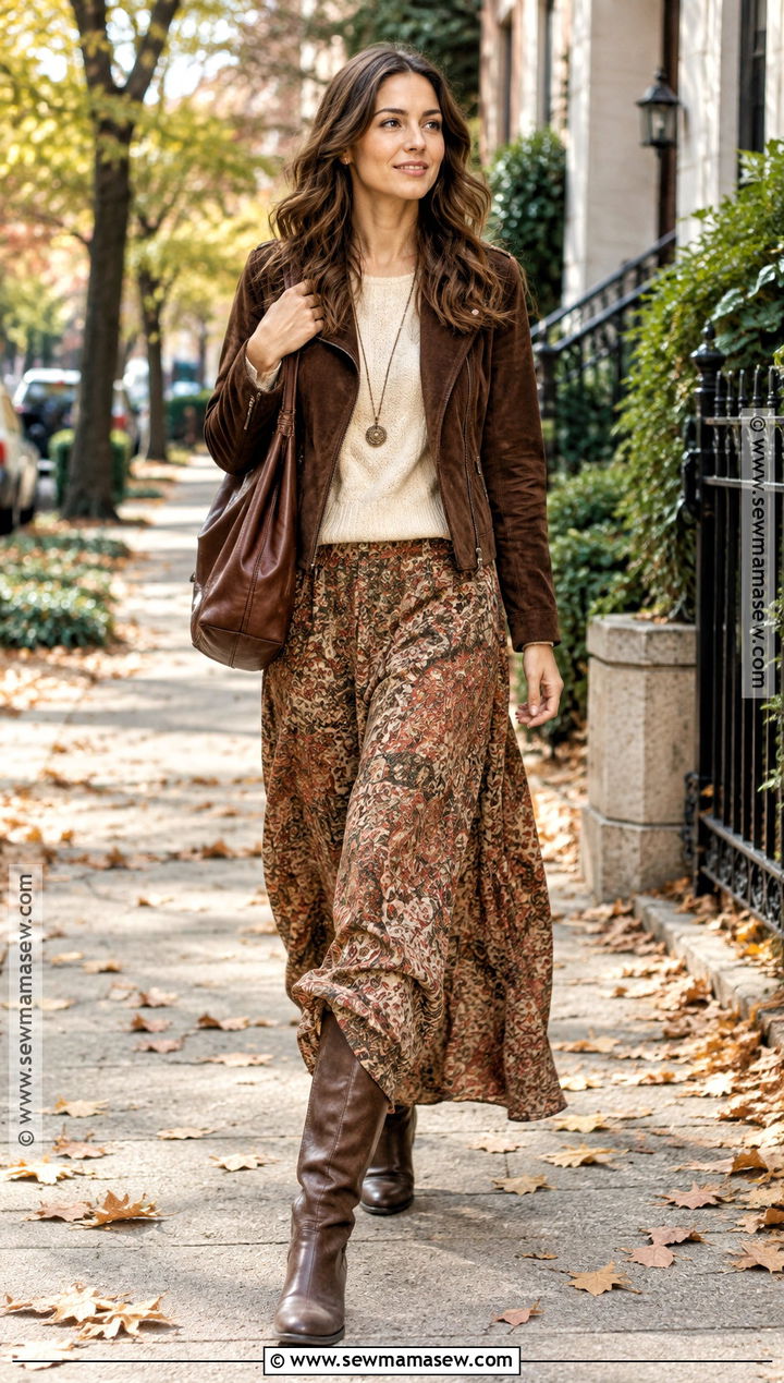 Suede Jacket And Maxi Skirt Fall Outfit - 15 Fall Street Fashion Ideas 2026