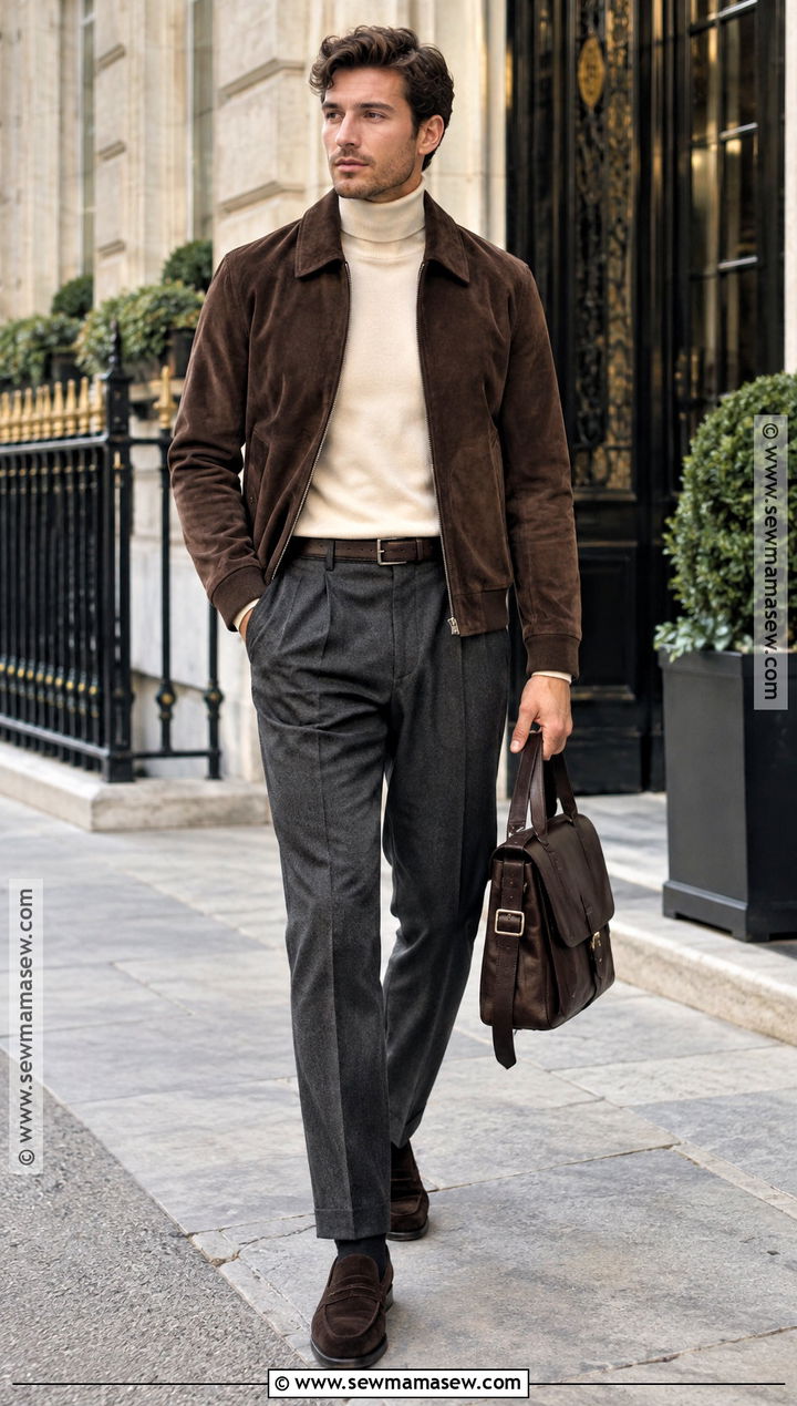 Suede Jacket And Trousers Fall Outfit - 25 Fall Mens Outfits