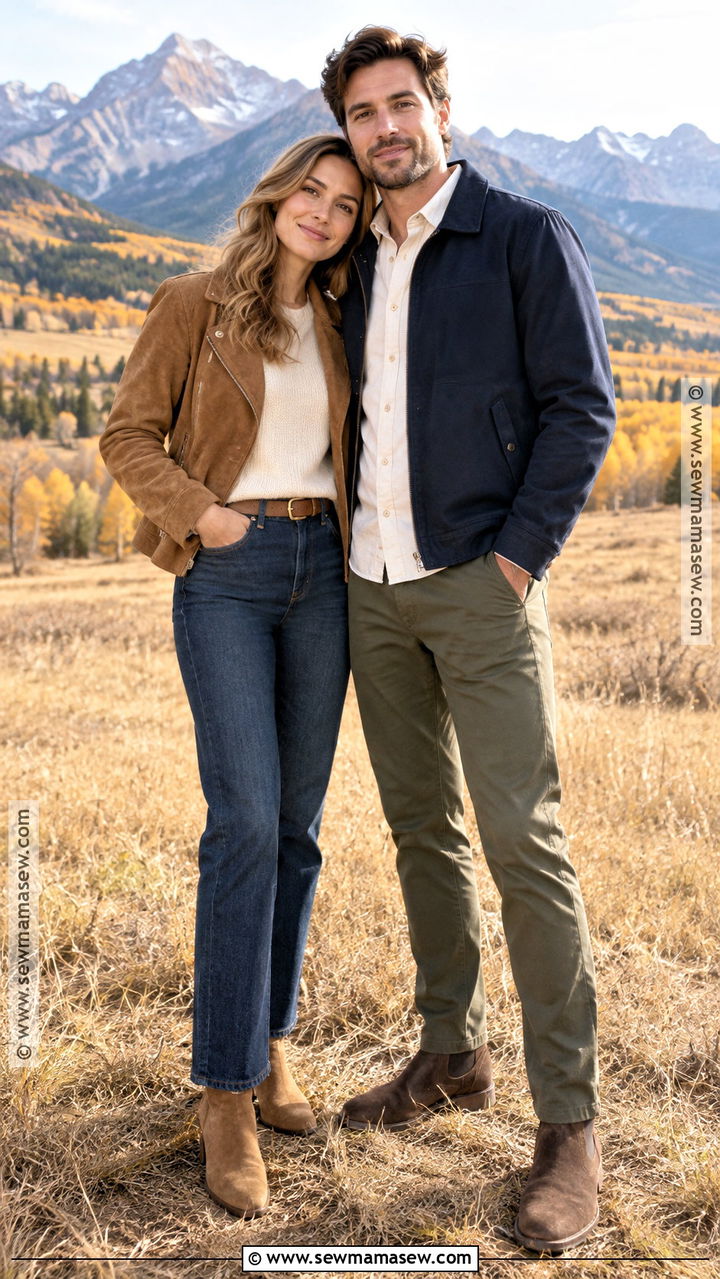 Suede Jacket Fall Engagement Outfit - 20 engagement picture outfits fall