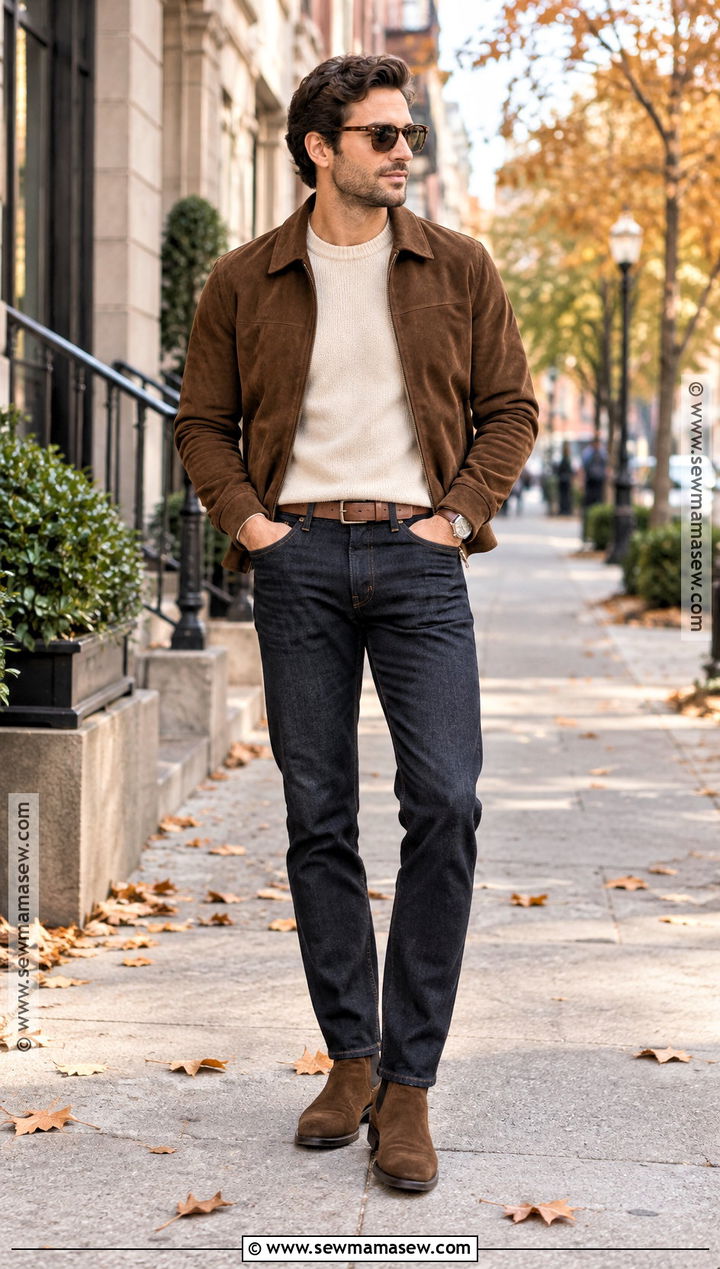Suede Jacket Fall Outfit - 20 fall outfit inspo ideas for men