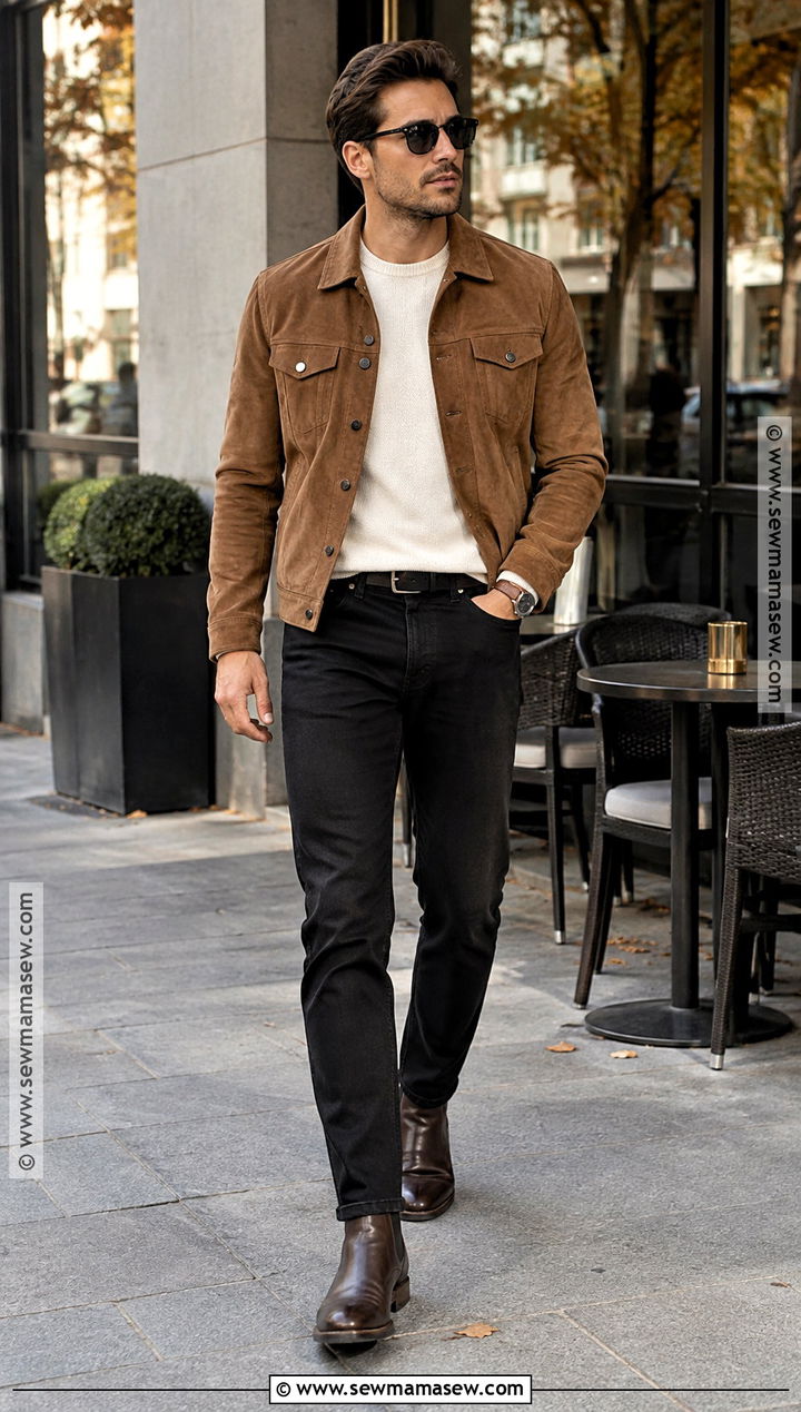 Suede Jacket With Black Jeans Fall Outfit - 15 fall 2026 outfits for men