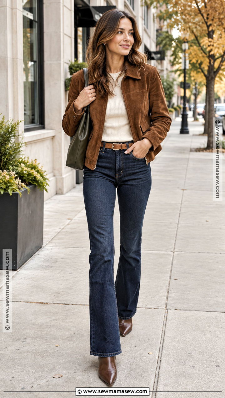 Suede Jacket With Bootcut Jeans - 15 Fall Style 2026 Midsize Ideas