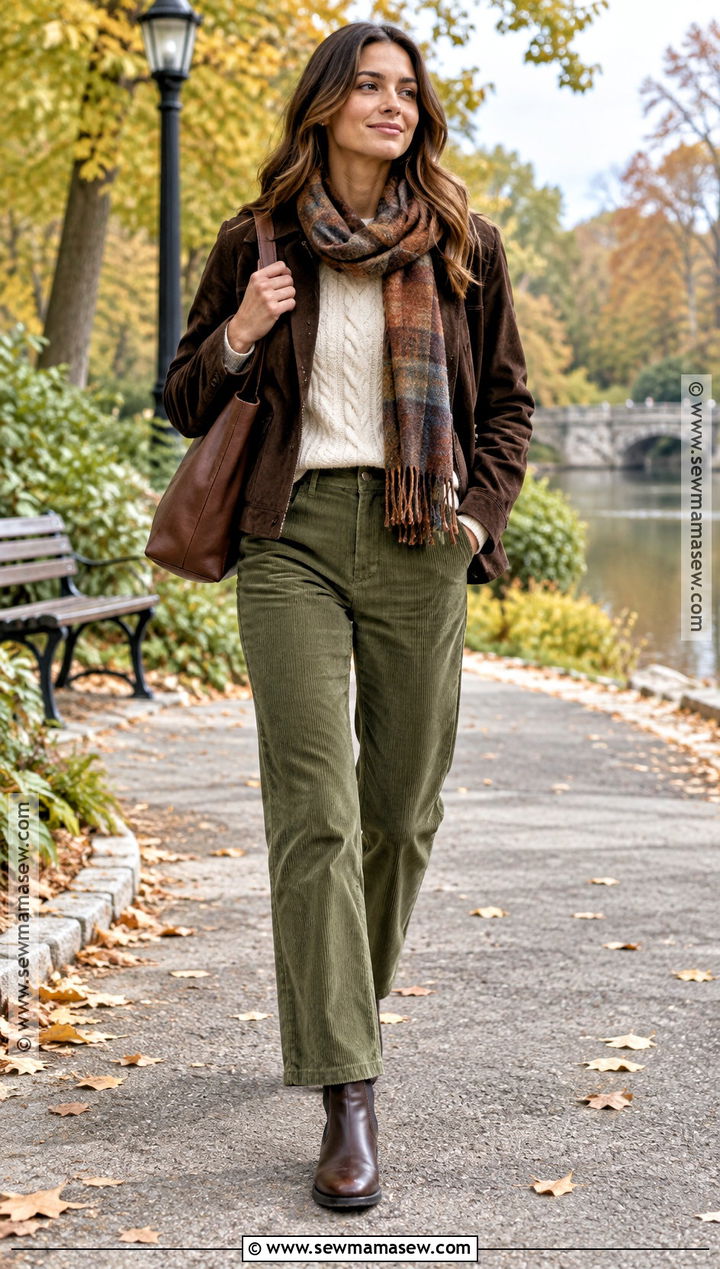 Suede Jacket With Corduroy Pants And Chelsea Boots - 15 suede jacket fall outfit ideas