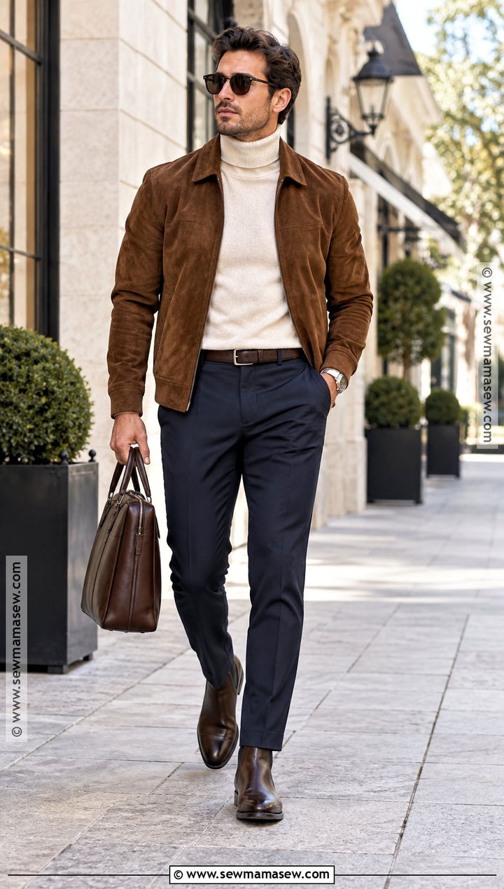 Suede Jacket With Tailored Trousers - 20 mens fall jackets