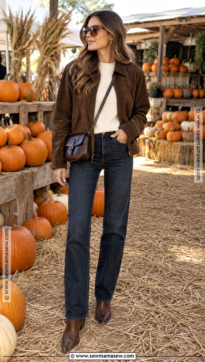 Suede Jacket and Dark Wash Jeans Pumpkin Patch Fit - 25 pumpkin patch fits