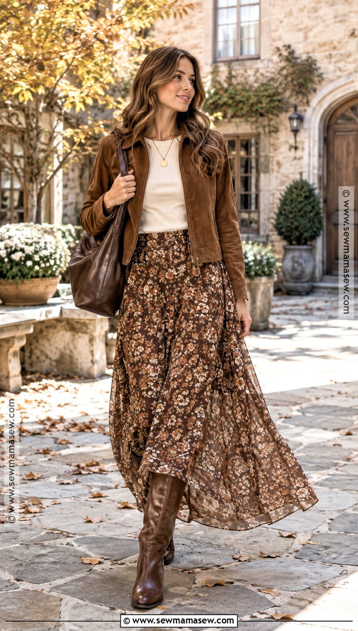 Suede Jacket and Maxi Skirt Outfit - 15 2026 fall and winter fashion ideas