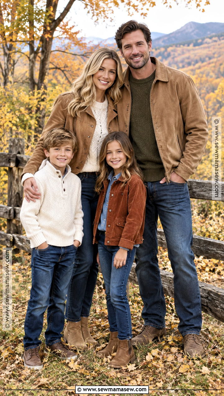 Suede Jackets And Jeans Family Outfit - 20 fall family pictures outfits jeans