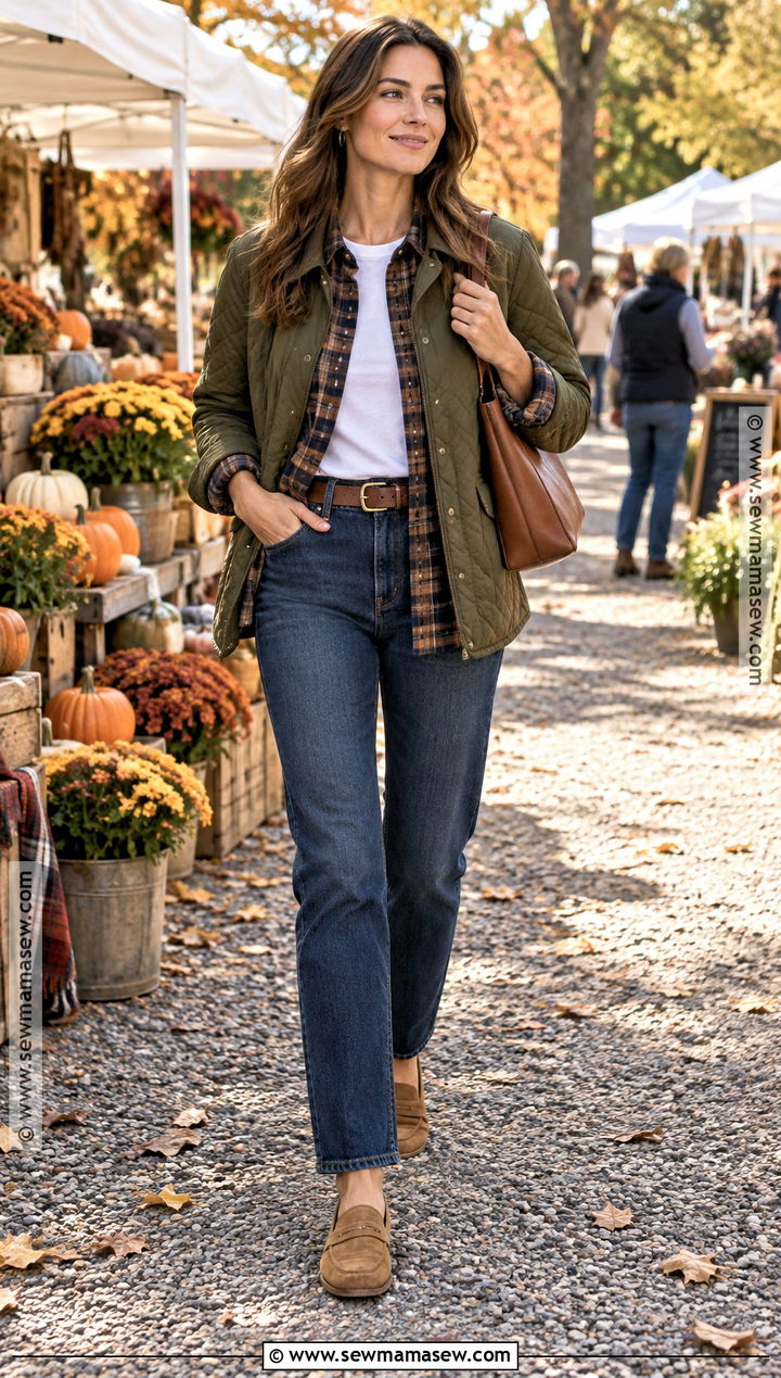 Suede Loafers With Dark Jeans and Plaid Shirt - 25 fall loafers outfit ideas