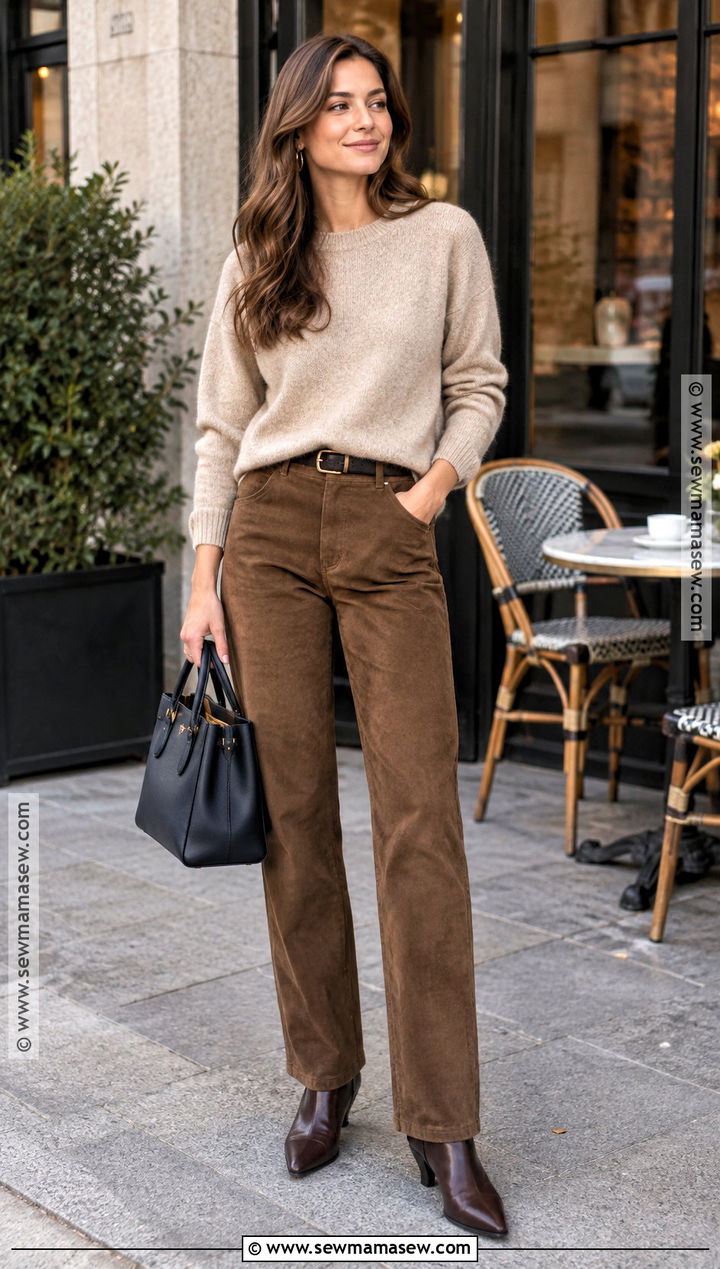 Suede Pants With Cashmere Sweater - 15 fall suede outfit ideas