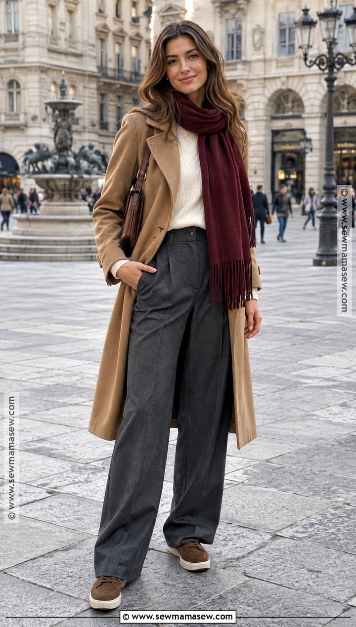 Suede Sneakers With Wide Leg Trousers - 15 Shoes For Europe Travel Fall Winter