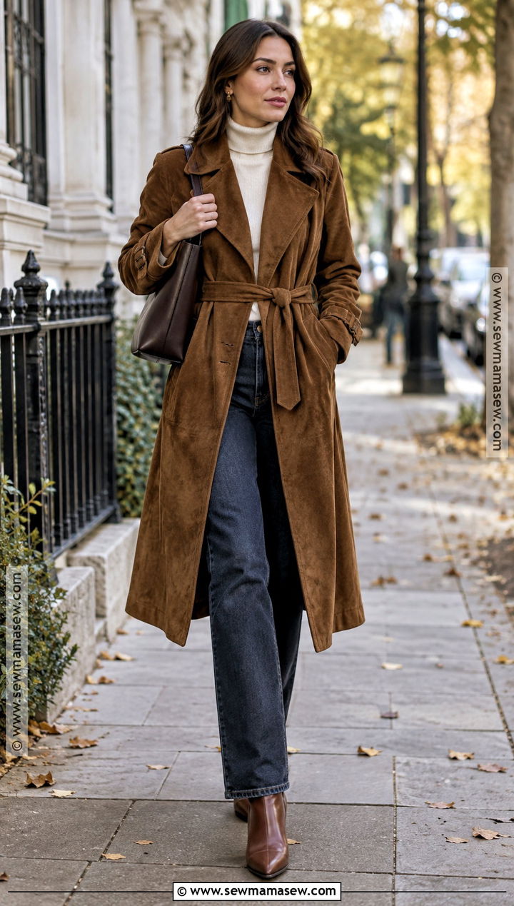 Suede Trench Coat Autumn Outfit - 25 autumn outfit ideas 2026
