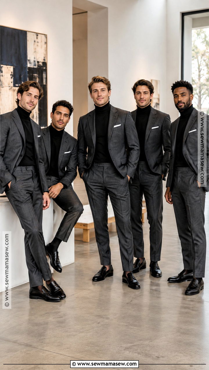 Suit And Turtleneck Groomsmen Attire - 25 fall wedding groomsmen attire ideas