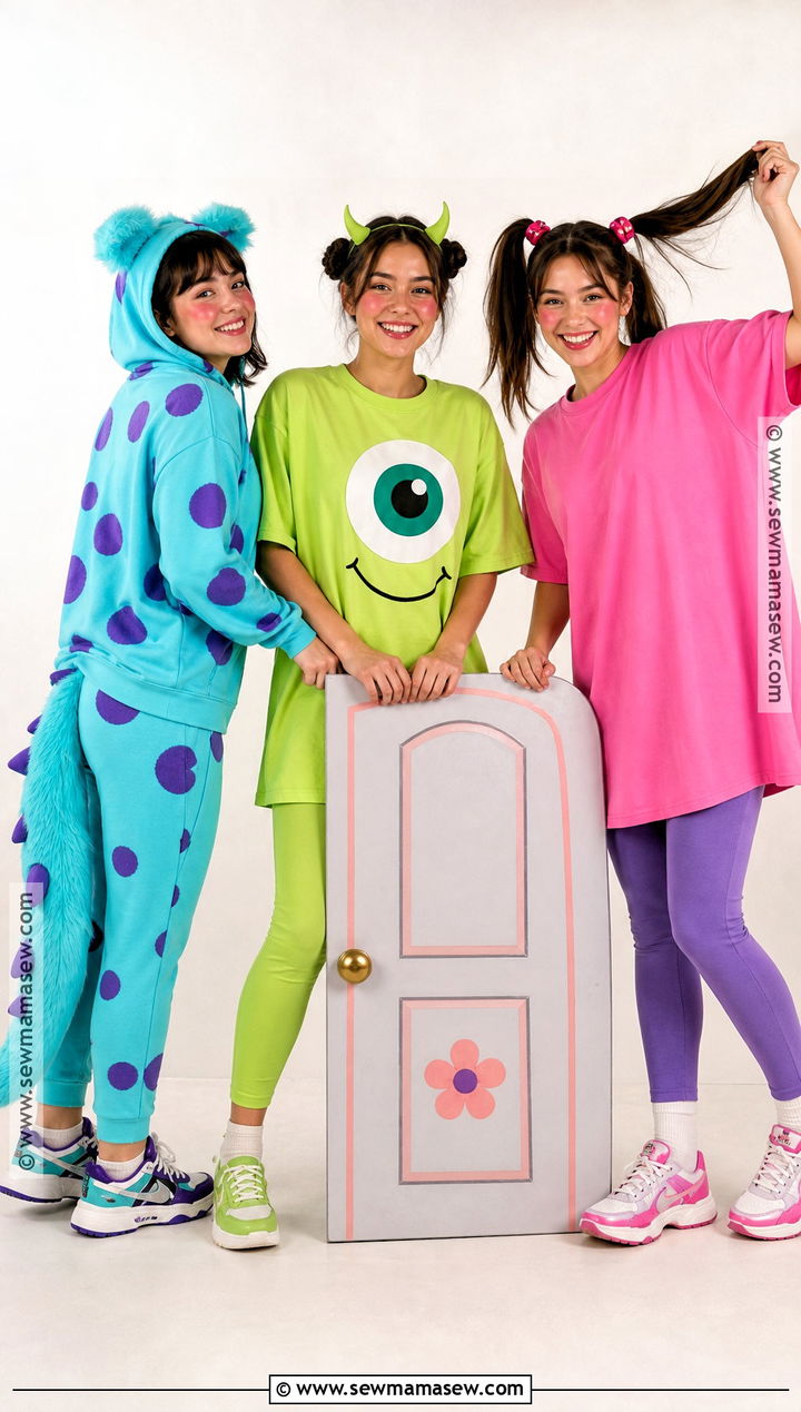 Sulley Mike And Boo Trio Costume - 30 trio halloween costumes cute