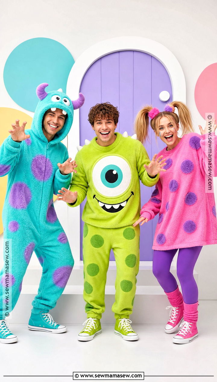 Sulley Mike And Boo Trio Costume - 30 Easy Trio Halloween Costumes