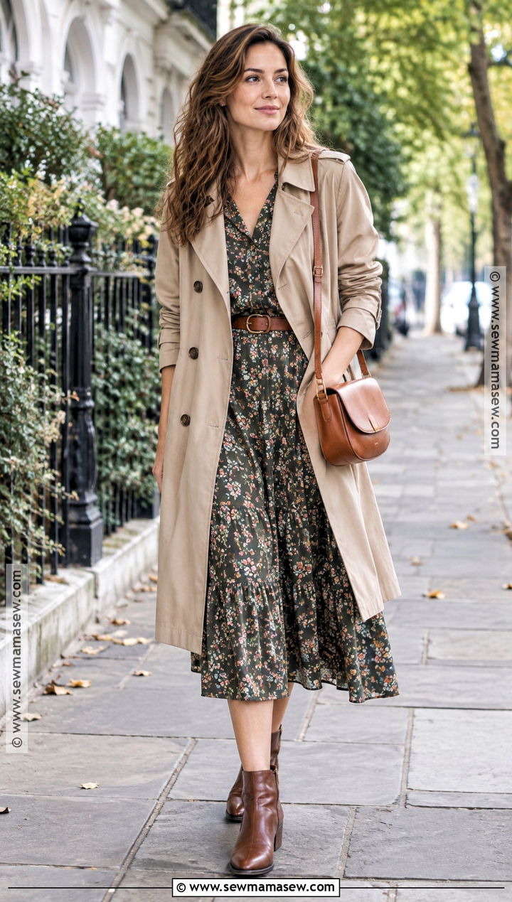 Summer Dress Trench Coat And Ankle Boots Outfit - 20 autumn summer outfits